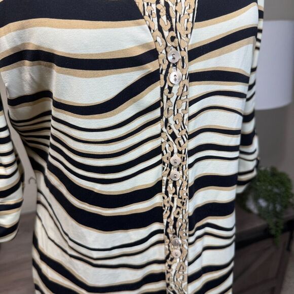 J McLaughlin Animal Print 3/4 Roll Tab Sleeve Midi Shirt Dress Sz S MISSING BELT - Picture 3 of 10